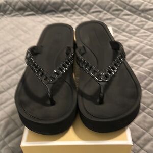 Michael Kors Black Chain Flip Flops